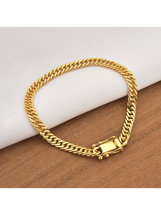 Pulseira Masculina Grumet Dupla Lacraia com Fecho Gaveta trava Banhada a ouro 18k.ENVIO NACIONAL.