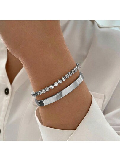 2 Peças Pulseiras Minimalistas E Delicadas Em Camadas Para Mulheres. ENVIO NACIONAL