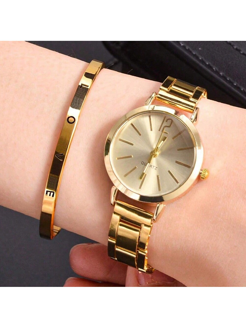 JasonRolls Relógio Feminino, Conjunto de Relógio Quartz de Tira de Aço Feminino Dourado. ENVIO INTERNACIONAL