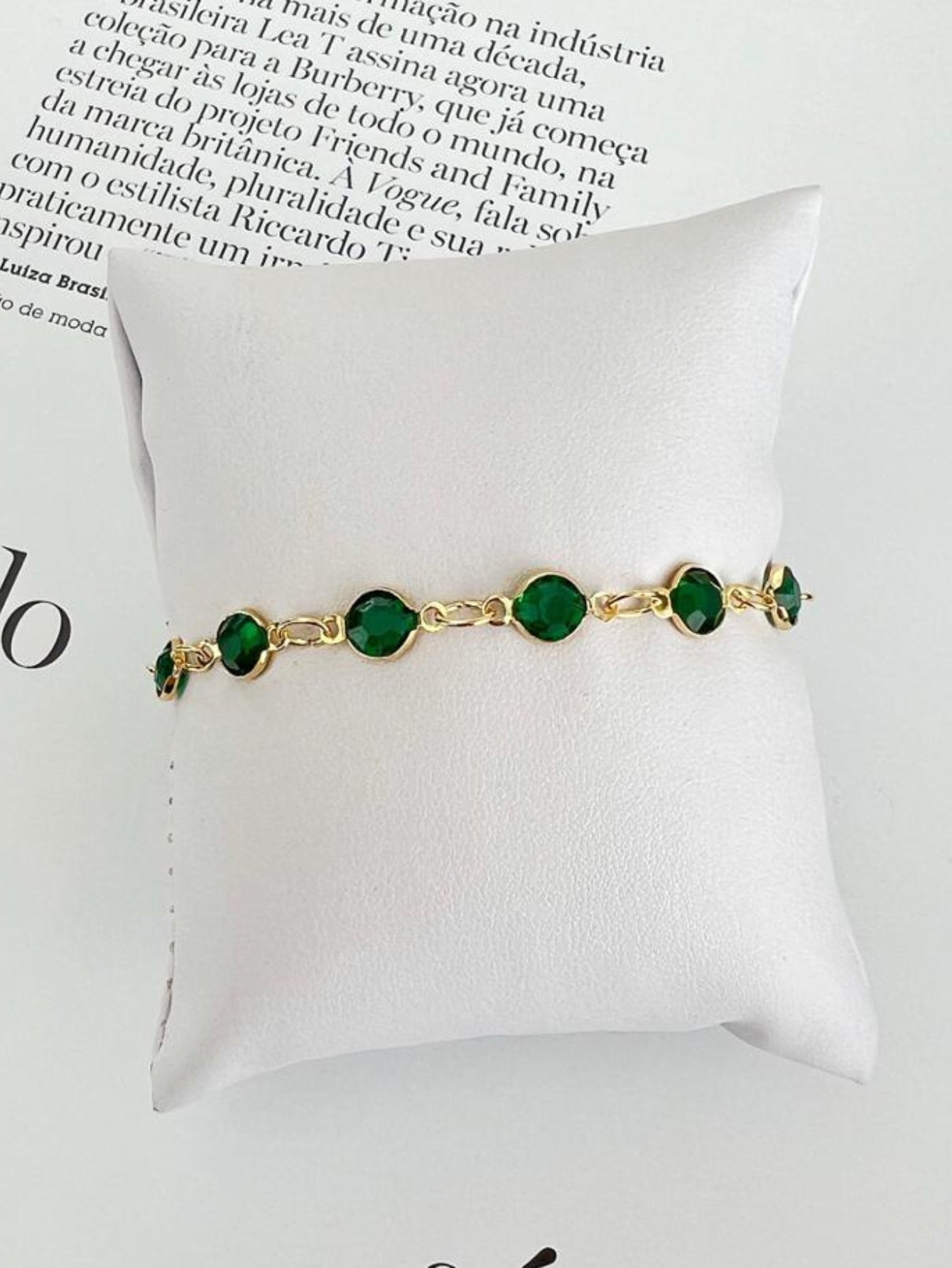 Pulseira Tiffany Pedra Esmeralda Verde Dourado Banhado a ouro. ENVIO NACIONAL